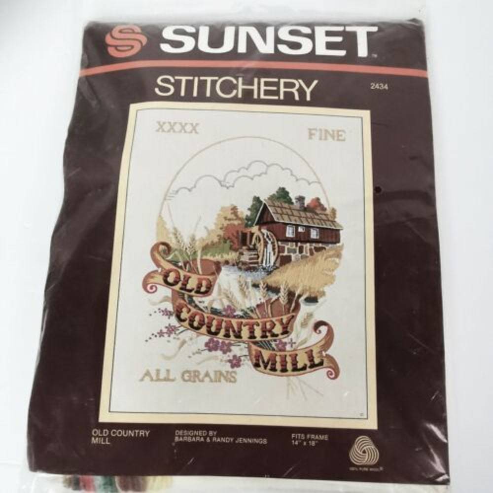 Sunset Stichery Old Country Mill Sewing Kit Vtg 82